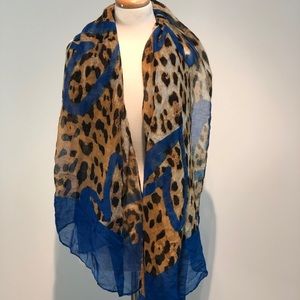 Leopard/Cheetah Print Scarf with Graffiti Hearts